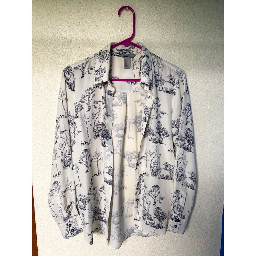 H&M Woodland Print Blouse Size 4